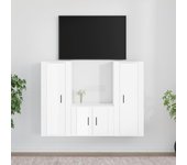 Set de 3 piezas muebles de tv | mueble de salón | mesa de tv madera contrachapada blanco brillo cfw73694