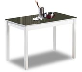 Mesa de cocina fija - 90x50 cm - estructura color blanca - tapa cristal color grafito