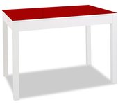 Mesa de cocina extensible de carro - 100x60 cm (150x60 cm) - estructura y extensión color blanca - tapa cristal color rojo