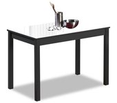Mesa de cocina fija - 110x70 cm - estructura color negra - tapa cristal color blanca
