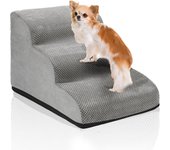 Escaleras para perros y gatos, fabricadas con esponja de alta densidad, rampa con fondo antideslizante, funda lavable, 3 peldaños gris