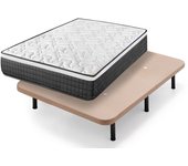 Colchón viscoelástico origin + base tapizada beige con 6 patas de 32 cm | medidas: 135x180 cm