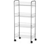 Tienda eurasia – verdulero de cocina con ruedas giratorias, plata, metal y pp, 4 pisos