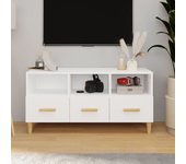 Mueble para tv | mueble de salón | mesa de tv madera contrachapada blanco 102x36x50 cm cfw77441