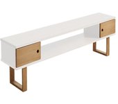 Max -mueble tv, mesa de televisión, acabado color blanco y encerado. medidas: 110 x 40 x 30 cm.