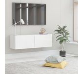 Mueble para tv pared | mueble de salón | mesa de tv madera contrachapada blanco 100x30x30 cm cfw61625