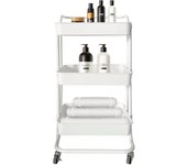 Carrito de almacenamiento metálico con ruedas blanco