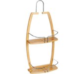 Tienda eurasia - estantería ducha con 2 estantes en madera y acero cromado, 64 x 28 x 13 cm