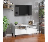 Mueble de tv | mueble de salón | mesa de tv madera contrachapada blanco brillo 100x34,5x44,5cm cfw61312