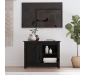 Mueble de tv | mueble de salón | mesa de tv de madera maciza de pino negro 70x36,5x52 cm cfw15214
