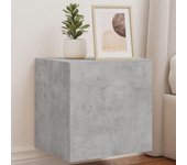 2 piezas muebles tv de pared | mueble de salón | mesa de tv luces led gris hormigón 40,5x35x40 cm cfw81559