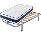 Colchón viscoelástico tresor + somier hades con 4 patas cuadradas de 25 cm | medidas: 90x190 cm