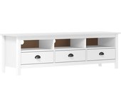 Mueble de tv | mueble de salón | mesa de tv hill madera maciza de pino blanco 158x40x47 cm cfw36229