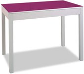 Mesa de cocina fija - alto 92 cm - estructura color aluminio - tapa cristal color berengena