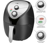 Freidora sin aceite por aire caliente, 3,6l, termostato temporizador 30m, fríe forma saludable, clatronic, negro/gris, 1400, fr 3699 h
