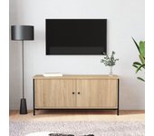 Mueble tv | mueble de salón | mesa de tv con puertas contrachapada roble sonoma 102x35x45 cm cfw84010