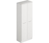 Zapatero multiusos blanco dos puertas con porta escobas cm h182x71x38