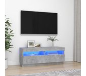 Mueble de tv | mueble de salón | mesa de tv con luces led gris hormigón 100x35x40 cm cfw97559