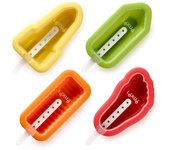 Lékué - kit 4 moldes apilables en silicona platino para polos de formas icónicas 55ml