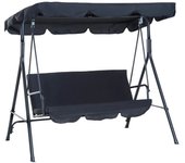 Columpio balancin de 3 plazas. muebles de jardin y terraza negro 170x153 cm