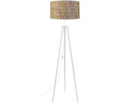 Farola tosel jute tela trípode madera blanca d40 x h155 cm