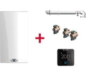 Caldera de condensación, ariston, hs premium 24 + termostato cube s net + kit de tres grifos + kit salida de humos, clase energetica a