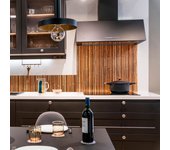 Pack panel antisalpicaduras de aluminio ignífugo satinado para cocina bambu amarillo - mate, panel 900 x 700 mm + 2 cenefas 1000 x 200 mm