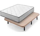 Colchón viscoelástico top dream + base tapizada beige con 6 patas de 32 cm | medidas: 135x180 cm