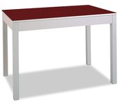 Mesa de cocina extensible de carro - 100x60 cm (150x60 cm) - estructura y extensión color aluminio - tapa cristal color burdeos