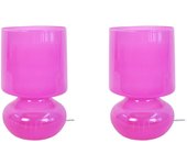 Lámpara de noche tosel katia lt2 vidrio champiñón rosa d14 x h24 cm