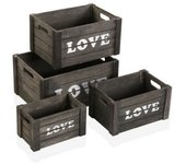 Juego de cajas decorativas versa love madera (4 pcs)