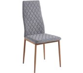 Pack 4 sillas comedor ada tapizadas acolchado tipo rombo tela gris y patas metal tipo madera