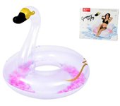 Flotador cisne con plumas rosas 133x133 cm