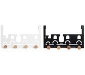 Perchero para puertas dkd home decor 8424001835546 tren 28,5 x 8,5 x 16,5 cm negro metal blanco madera mdf (2 unidades)