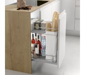 Botellero panero extraíble de rejilla para instalar en la base del mueble de cocina de ancho 400mm