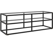 Mueble para tv | mueble de salón | mesa de tv negro con vidrio templado negro 120x40x40 cm cfw44872
