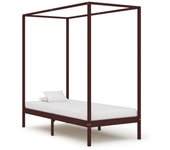 Estructura de cama con dosel, pino macizo, marrón oscuro, 90 x 200 cm