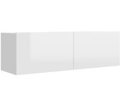Mueble tv aglomerado blanco brillo 100x30x30 cm