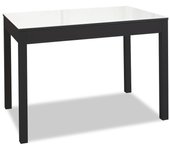 Mesa de cocina extensible de carro - 100x60 cm (150x60 cm) - estructura y extensión color negra - tapa cristal color blanca