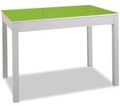 Mesa de cocina extensible 2 alas - 100x60 cm (150x60 cm) - estructura y alas color aluminio - tapa cristal color verde