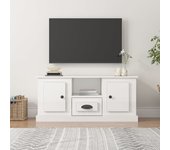 Mueble de tv | mueble de salón | mesa de tv madera contrachapada blanco brillo 100x35,5x45 cm cfw73179