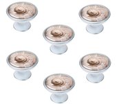 6 un. pomo tirador mueble vintage retro metal plata pátina blanco concha - diámetro 37mm