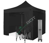 Carpa plegable 3x3 negro con laterales . aluminio 45 mm. tejido recubierto de pvc impermeable, repelente al agua de 350gm
