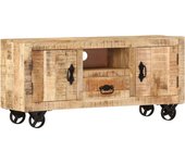 Mueble para la tv | mueble de salón | mesa de tv de madera de mango rugosa 110x30x50 cm cfw76626