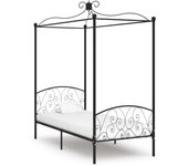 Estructura de cama con dosel metal negro 100 x 200 cm