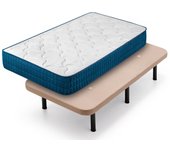 Colchón viscoelástico royal memory + base tapizada beige con 6 patas de 32 cm | medidas: 90x190 cm