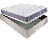 Colchón visco line 19 cm firmeza alta suavidad y económico + canapé abatible madera 3d transpirable altura 34 cm - 90x200 cm - nordico