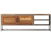 Mueble tv teca reciclada y acero 120 x 30 x 40 cm