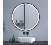 Espejo de baño redondo led 60cm con marco, antivaho, luminosidad regulable