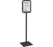 Danieli store | expositor de pie para carteles con marco abatible a4 | expositor con base cuadrada - negro
